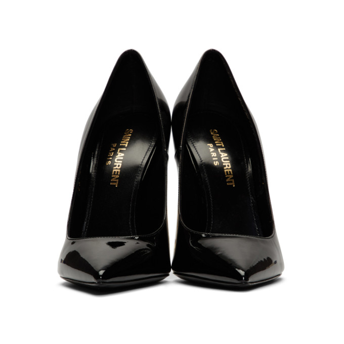 SAINT LAURENT SAINT LAURENT BLACK AND GOLD PATENT OPYUM HEELS
