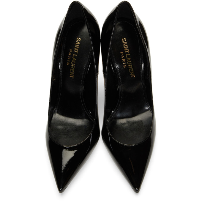 SAINT LAURENT SAINT LAURENT BLACK AND GOLD PATENT OPYUM HEELS