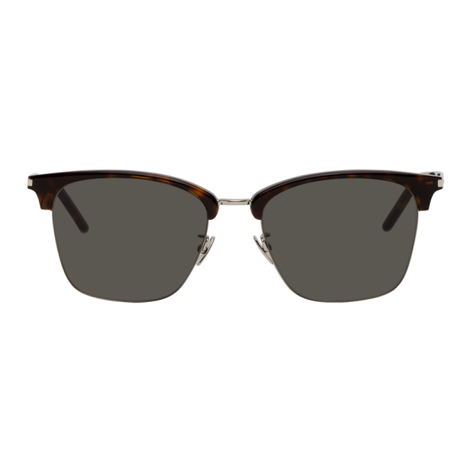 SAINT LAURENT SAINT LAURENT TORTOISESHELL AND SILVER SL 340 SUNGLASSES