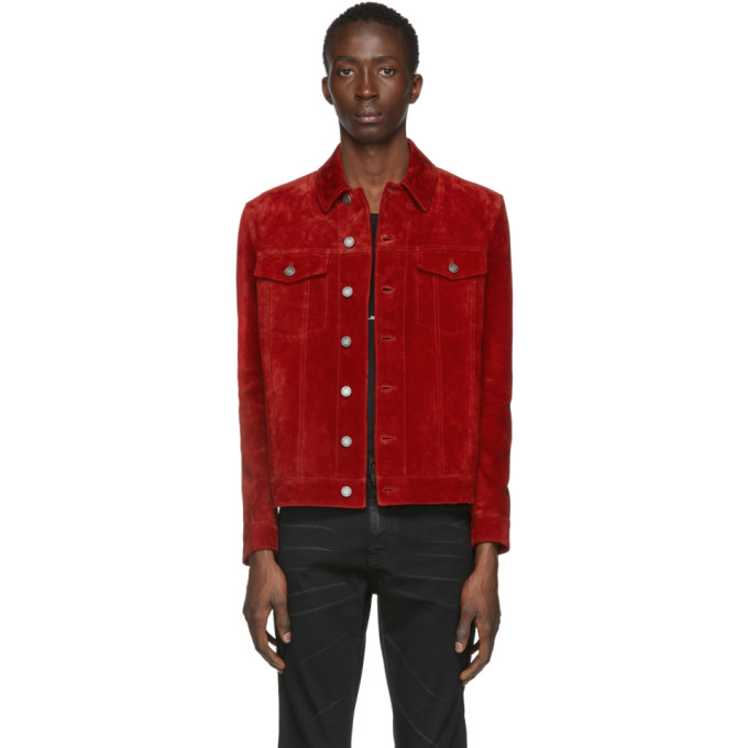 Saint Laurent Saint Laurent Red Suede Classic Jacket