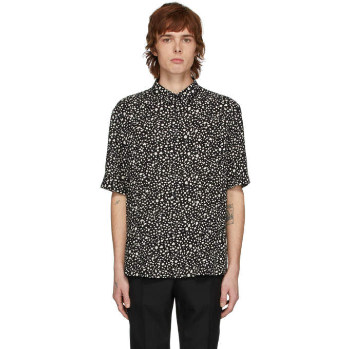 Click to view more detailed imagery on our partner's website Saint Laurent S/s Leopard Print Viscose Shirt In 1095 Noircr
