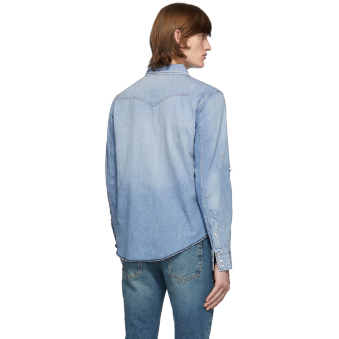 SAINT LAURENT SAINT LAURENT BLUE DENIM WESTERN SHIRT