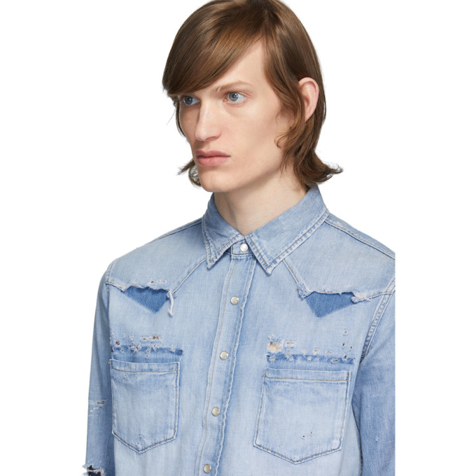 SAINT LAURENT SAINT LAURENT BLUE DENIM WESTERN SHIRT