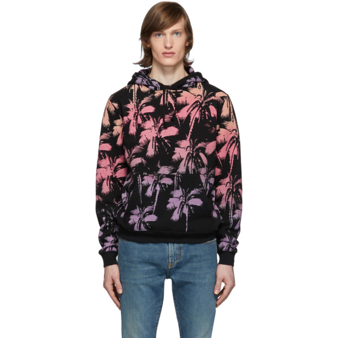 SAINT LAURENT SAINT LAURENT BLACK PALM PRINT HOODIE