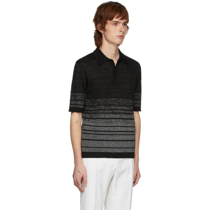 SAINT LAURENT Black & Silver Lurex Polo