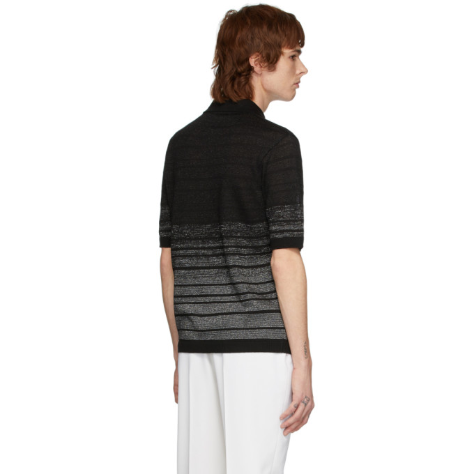SAINT LAURENT Black & Silver Lurex Polo