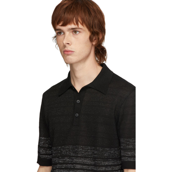 SAINT LAURENT Black & Silver Lurex Polo