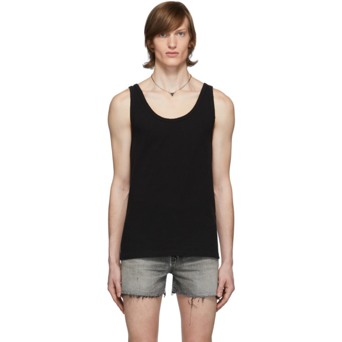 SAINT LAURENT SAINT LAURENT BLACK DISTRESSED TANK TOP