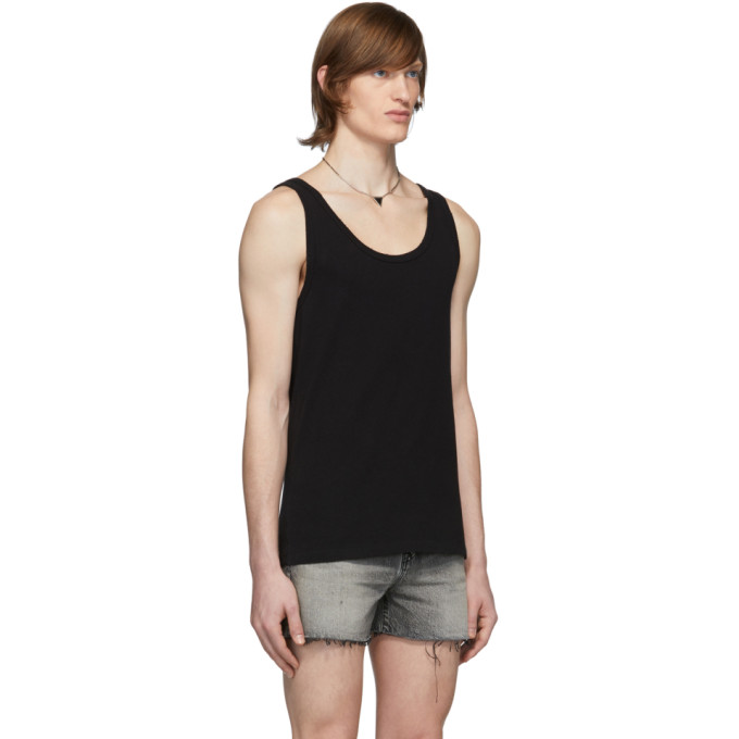 SAINT LAURENT SAINT LAURENT BLACK DISTRESSED TANK TOP