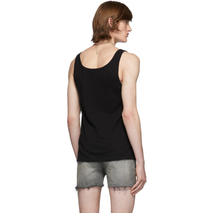 SAINT LAURENT SAINT LAURENT BLACK DISTRESSED TANK TOP