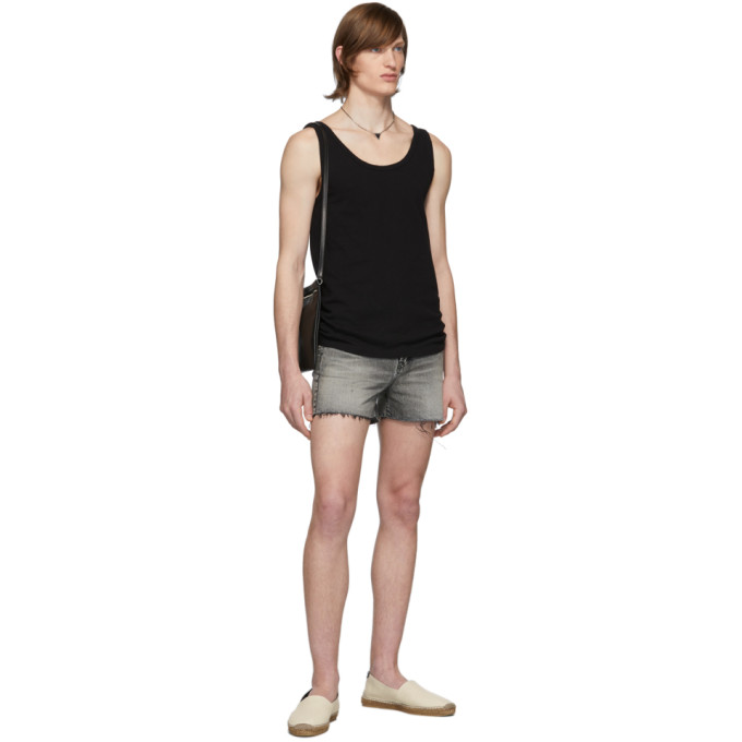 SAINT LAURENT SAINT LAURENT BLACK DISTRESSED TANK TOP