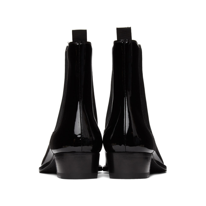 SAINT LAURENT SAINT LAURENT BLACK PATENT WYATT CHELSEA BOOTS
