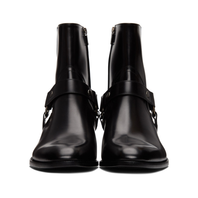 SAINT LAURENT SAINT LAURENT BLACK WYATT HARNESS BOOTS