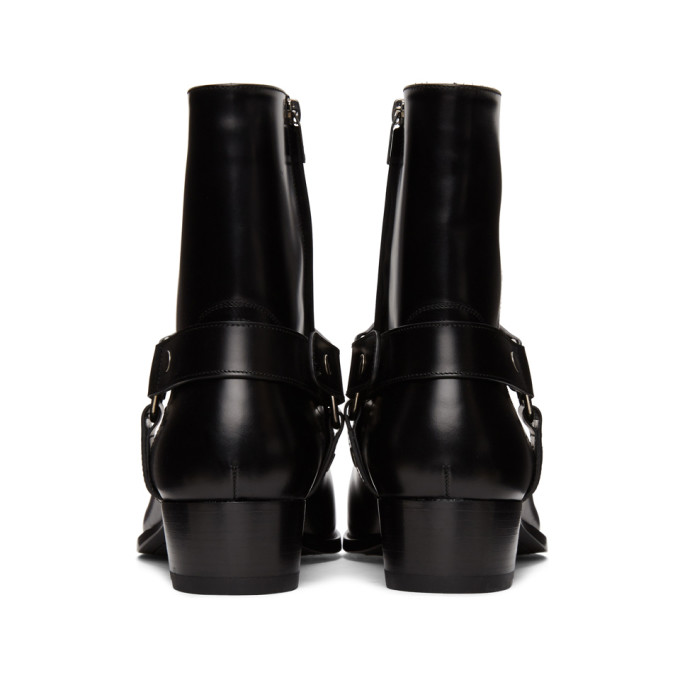 SAINT LAURENT SAINT LAURENT BLACK WYATT HARNESS BOOTS