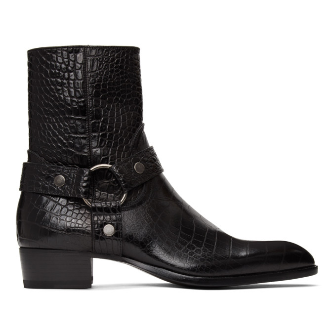 ysl black leather boots