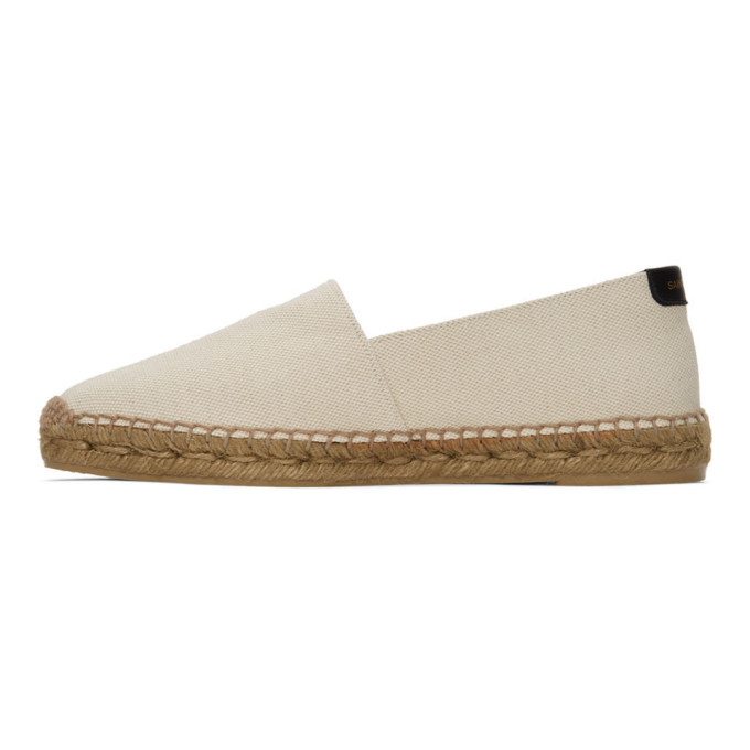 SAINT LAURENT OFF-WHITE EMBROIDERED ESPADRILLES