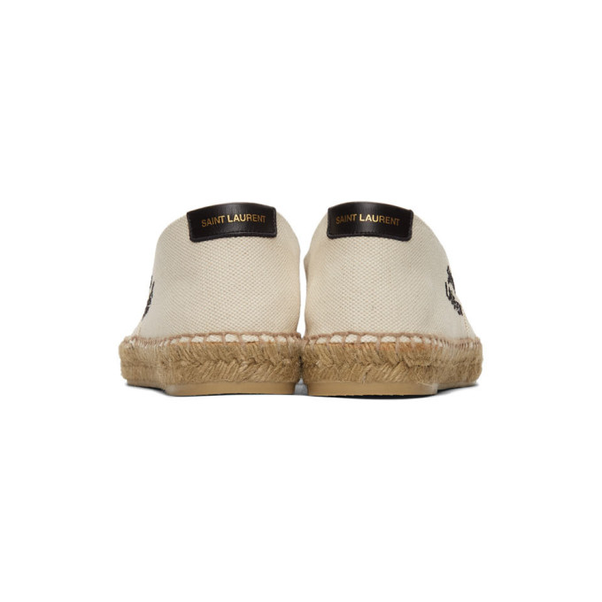 SAINT LAURENT OFF-WHITE EMBROIDERED ESPADRILLES