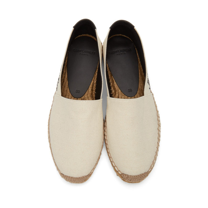SAINT LAURENT OFF-WHITE EMBROIDERED ESPADRILLES