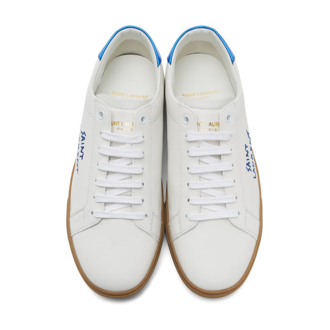 SAINT LAURENT SAINT LAURENT WHITE AND BLUE COURT CLASSIC SNEAKERS