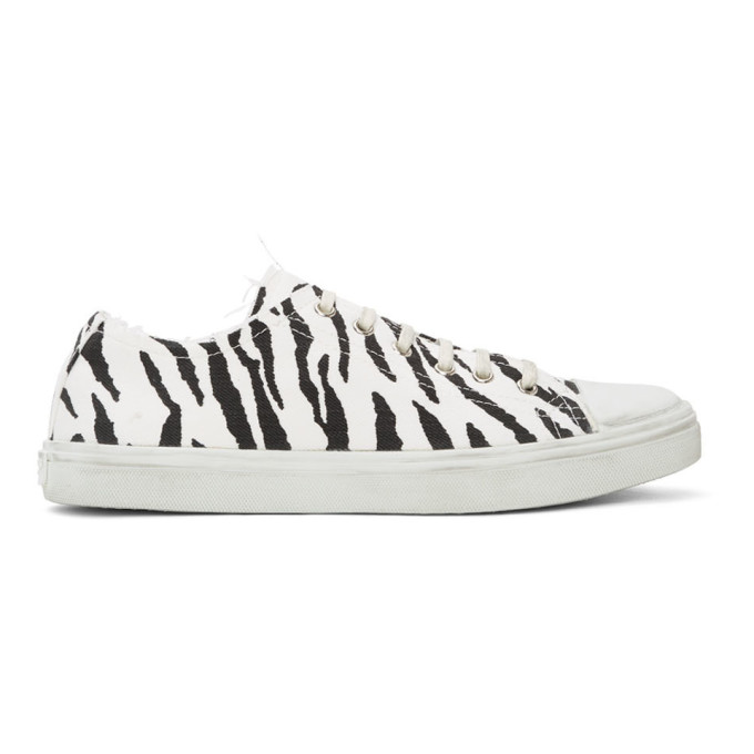 SAINT LAURENT SAINT LAURENT WHITE AND BLACK ZEBRA BEDFORD SNEAKERS