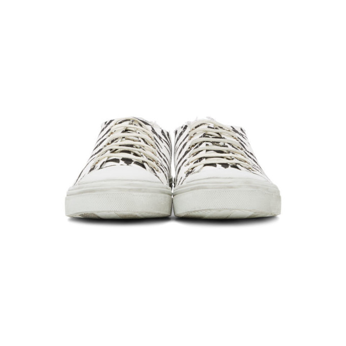 SAINT LAURENT SAINT LAURENT WHITE AND BLACK ZEBRA BEDFORD SNEAKERS