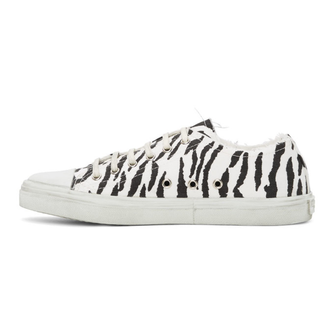 SAINT LAURENT SAINT LAURENT WHITE AND BLACK ZEBRA BEDFORD SNEAKERS