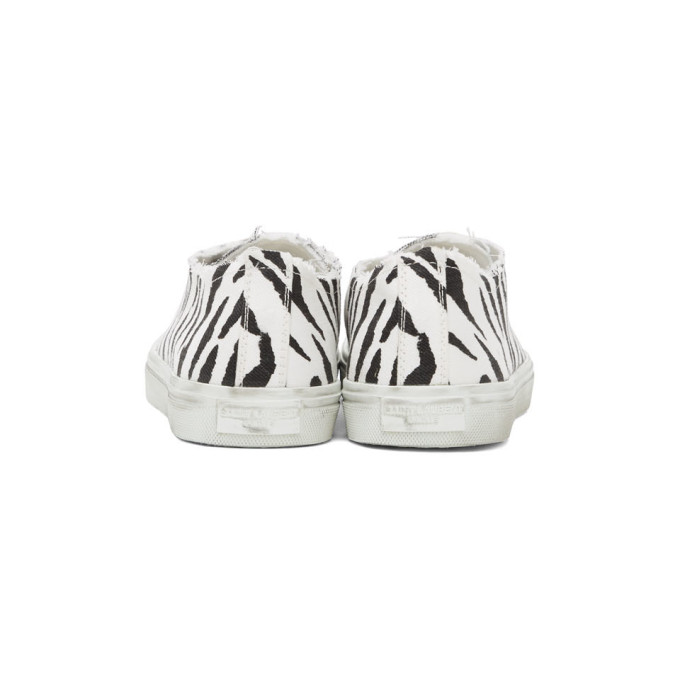SAINT LAURENT SAINT LAURENT WHITE AND BLACK ZEBRA BEDFORD SNEAKERS