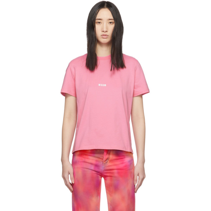 Msgm Logo Print T-shirt In Pink In 12 Pink