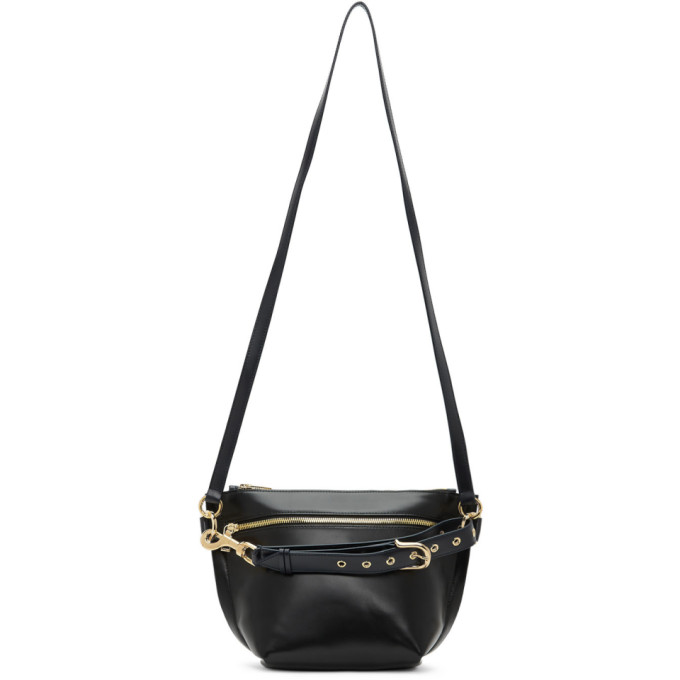 SACAI BLACK TRAPEZOID SHOULDER BAG