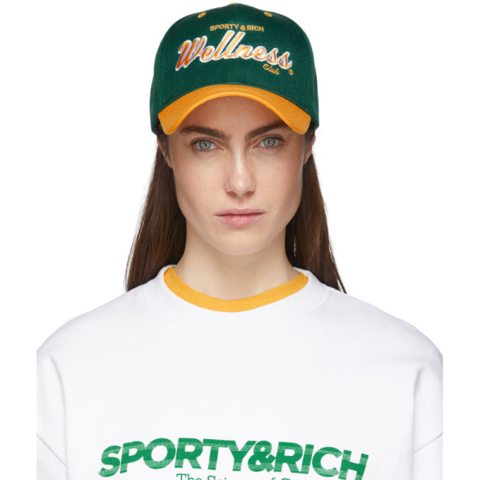 Sporty And Rich Green And Yellow Sports Logo Cap In White Kelly Modesens Sporty & rich health club baseball cap. sporty and rich green and yellow sports logo cap in white kelly