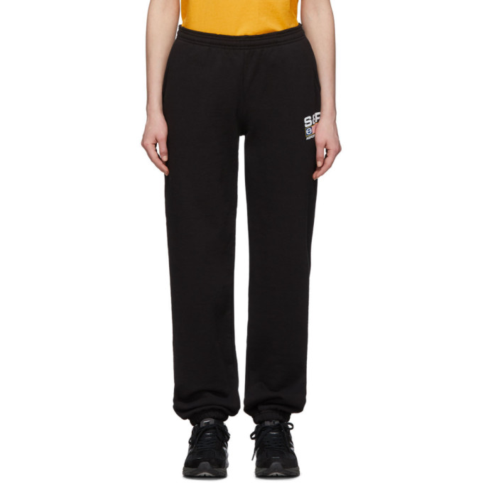 SPORTY AND RICH SPORTY AND RICH BLACK FLAG LOGO LOUNGE PANTS