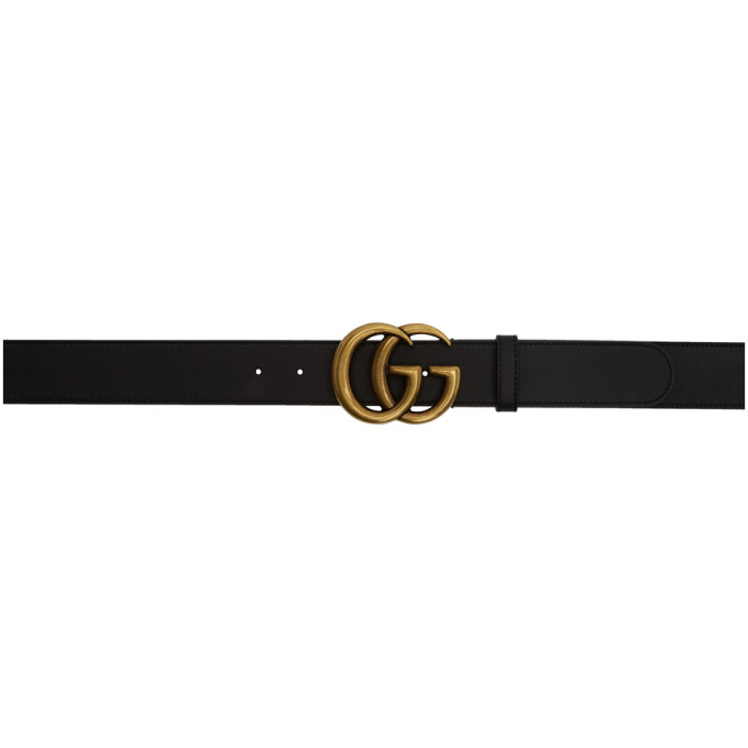 Gucci Black Leather GG Belt