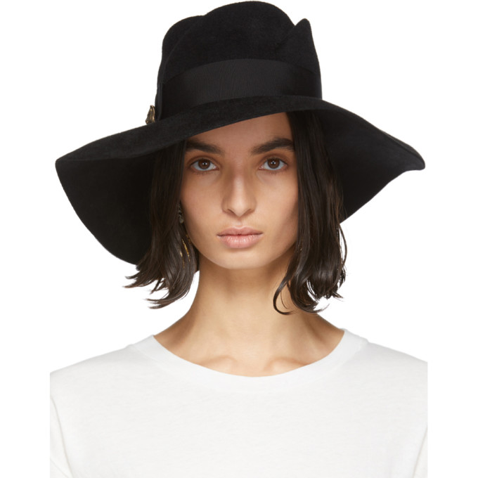 Gucci Black Felt Wide-brim Hat In 1000 Black | ModeSens