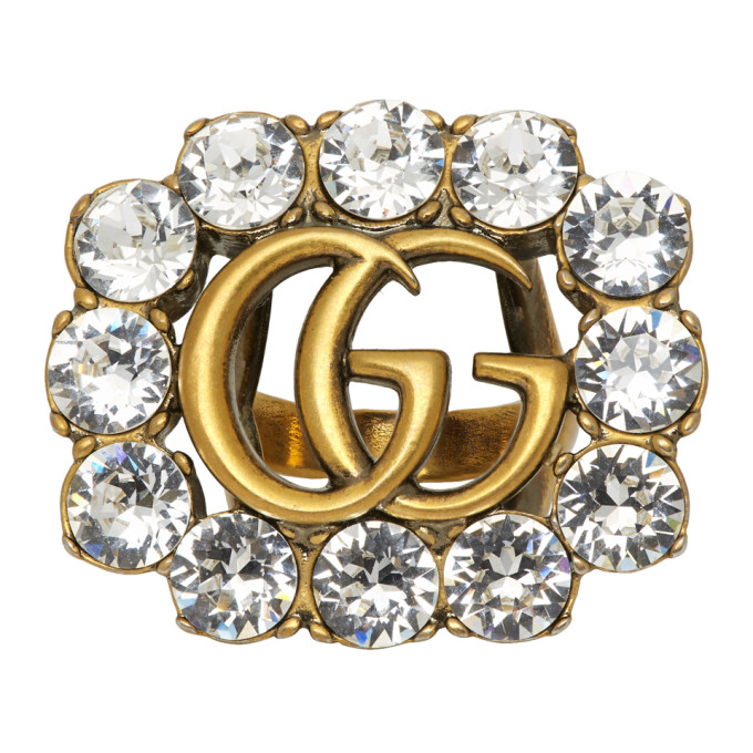 GUCCI GUCCI GOLD CRYSTAL GG MARMONT RING