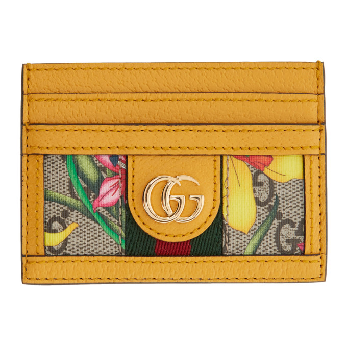 GUCCI GUCCI YELLOW GG FLORA OPHIDIA CARD HOLDER