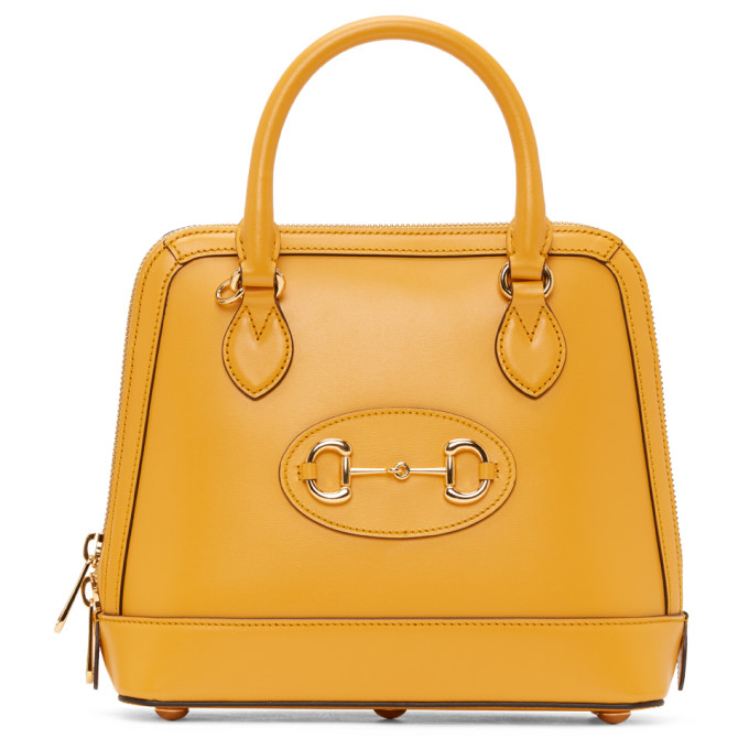 GUCCI GUCCI YELLOW GUCCI 1955 HORSEBIT TOP HANDLE BAG