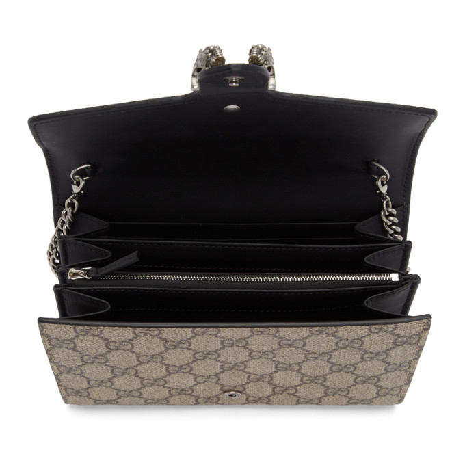Gucci Beige Gg Supreme Dionysus Chain Wallet Bag In Beige And Ebony | ModeSens