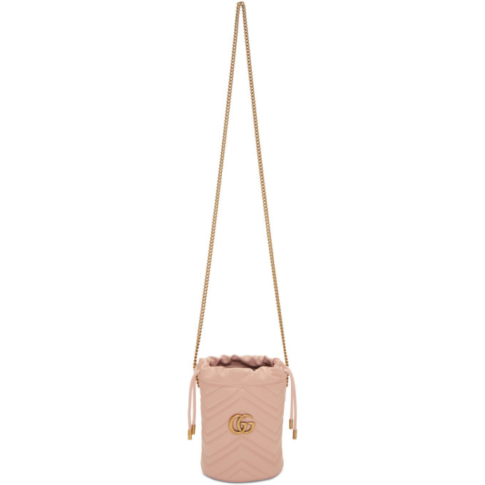 GUCCI GUCCI PINK MINI GG MARMONT 2.0 BUCKET BAG