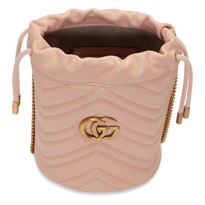 GUCCI GUCCI PINK MINI GG MARMONT 2.0 BUCKET BAG