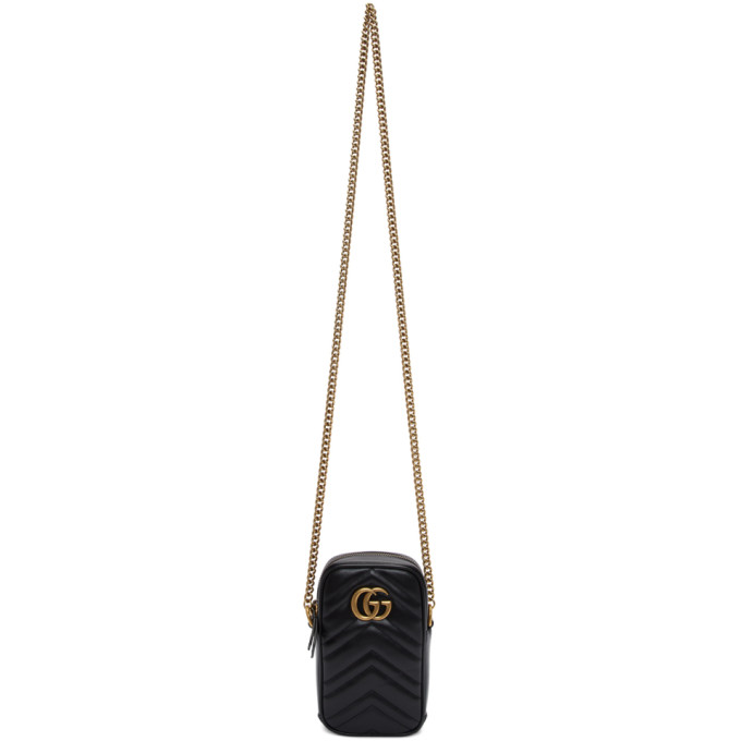 GUCCI GUCCI BLACK MINI GG MARMONT BAG