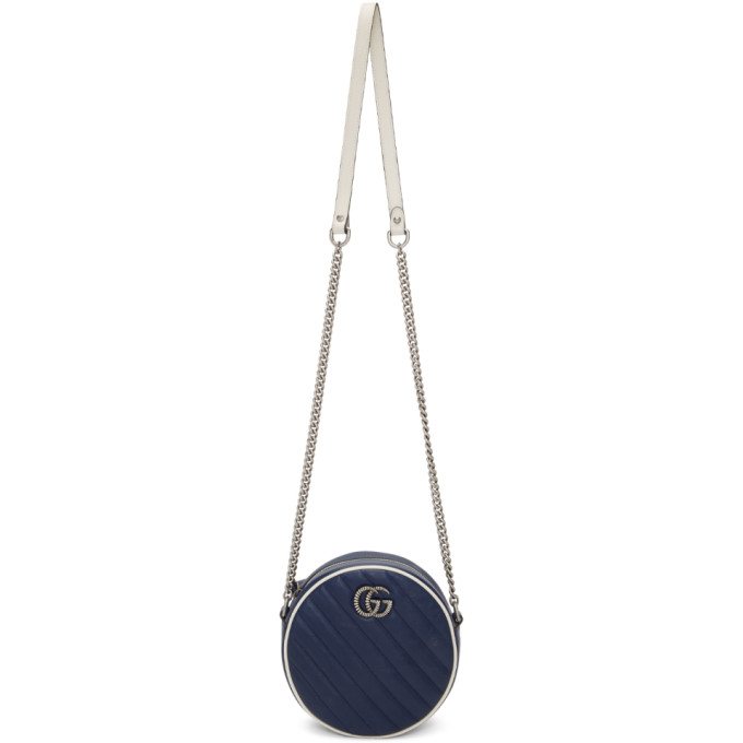 GUCCI GUCCI BLUE MINI GG MARMONT ROUND SHOULDER BAG