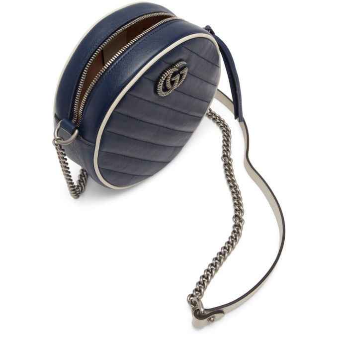 GUCCI GUCCI BLUE MINI GG MARMONT ROUND SHOULDER BAG