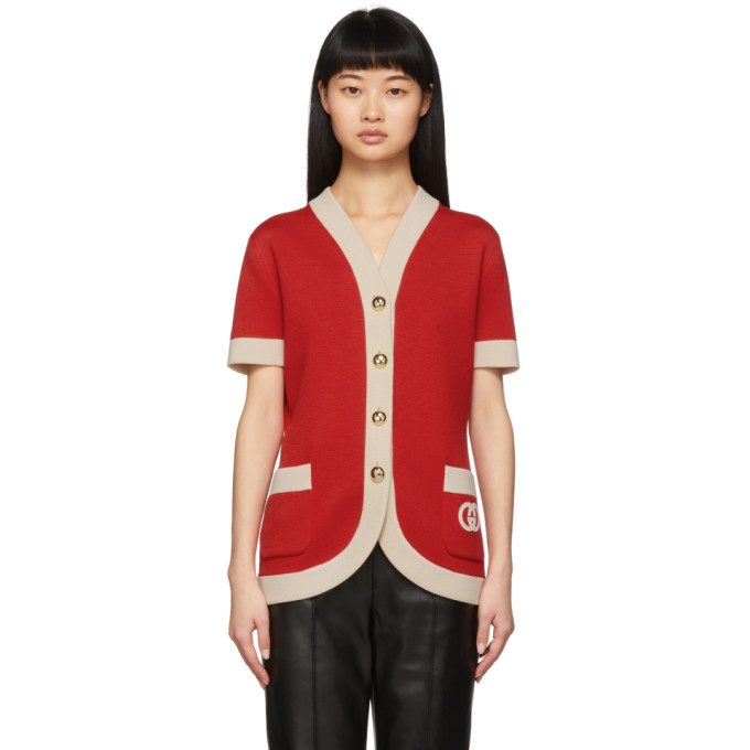 GUCCI GUCCI RED DOUBLE POCKET CARDIGAN