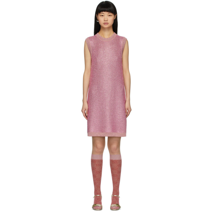 GUCCI GUCCI PINK CRYSTAL SHORT DRESS