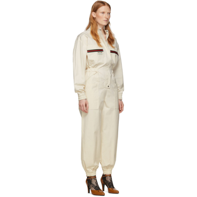 GUCCI GUCCI OFF-WHITE CANVAS JUMPSUIT