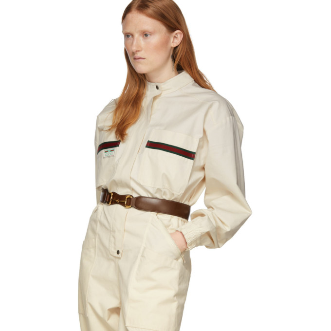 GUCCI GUCCI OFF-WHITE CANVAS JUMPSUIT