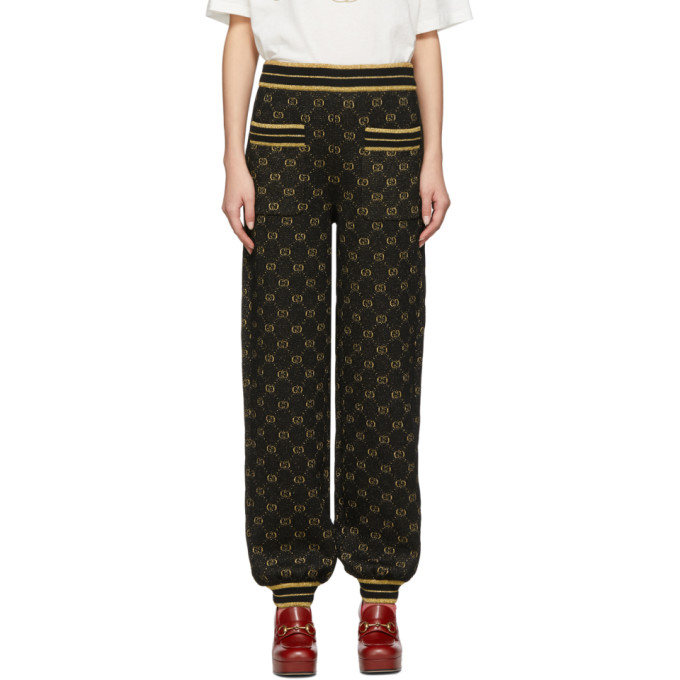 GUCCI GUCCI BLACK AND GOLD DRAWSTRING LOUNGE trousers