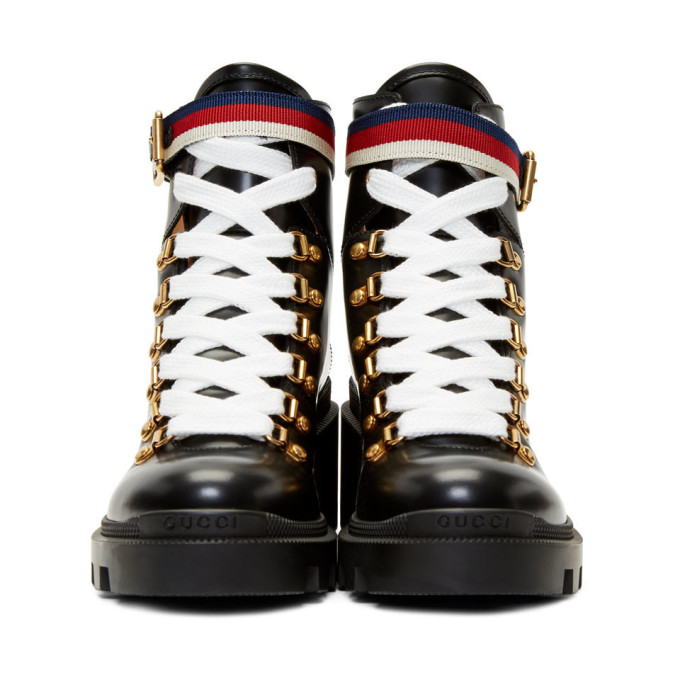 GUCCI GUCCI BLACK LEATHER SYLVIE BOOTS