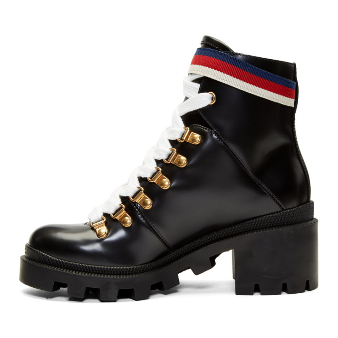 GUCCI GUCCI BLACK LEATHER SYLVIE BOOTS