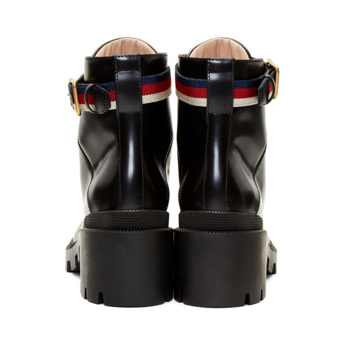 GUCCI GUCCI BLACK LEATHER SYLVIE BOOTS